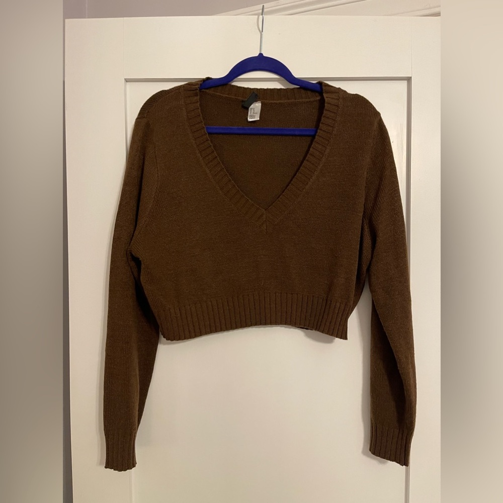 H&M Brown V Neck Sweater